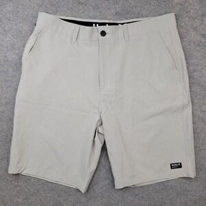 Hurley Shorts Mens 36 Beige Stretch Chino Walkshort 10 Inseam Casual Golf Hybrid